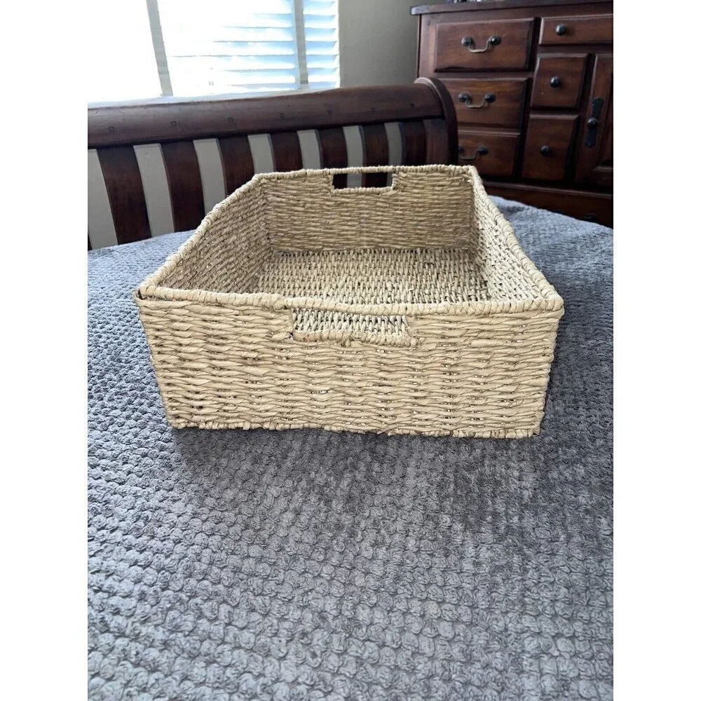 Square Nesting Wicker Baskets with Handle